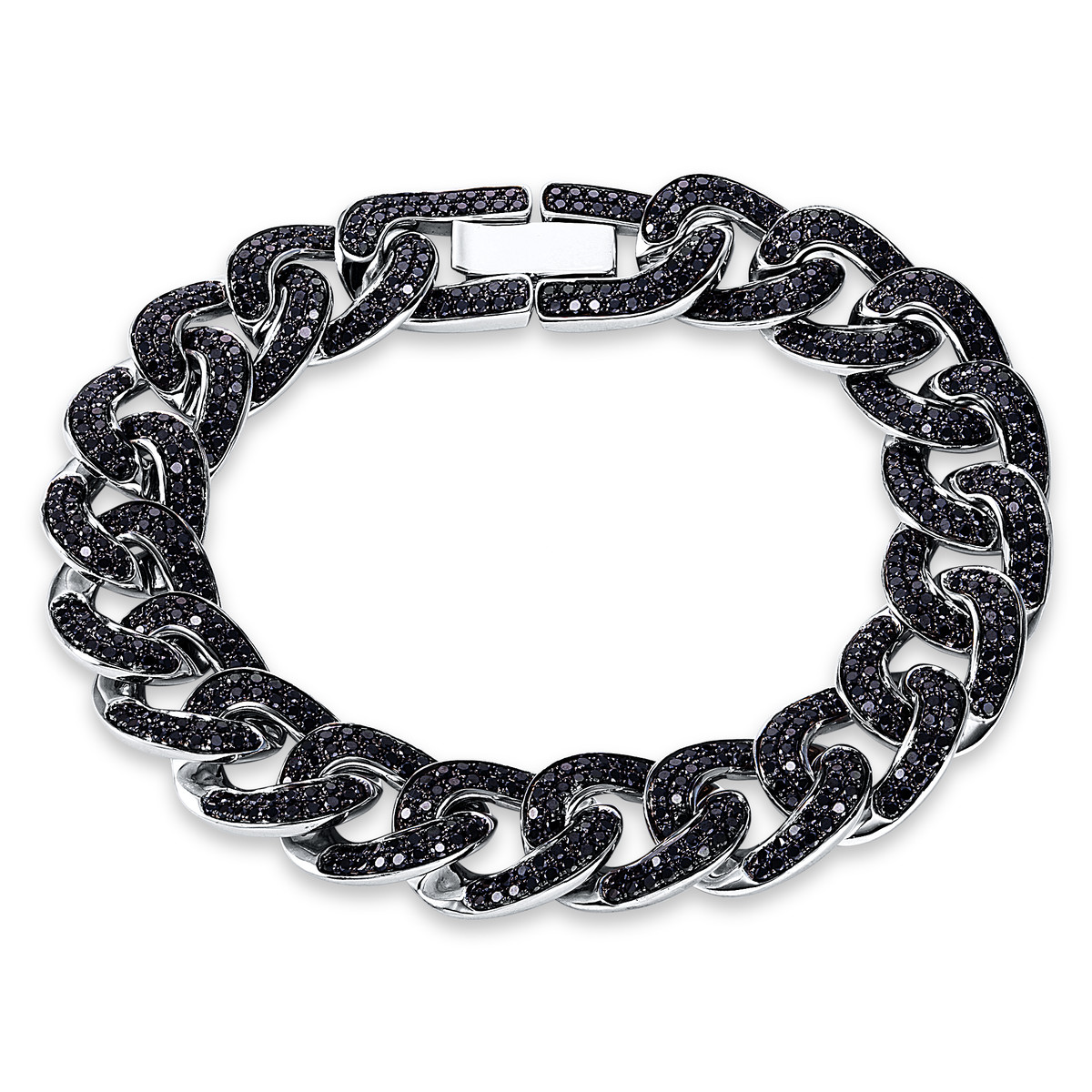 Armband 18 kt WG, Fassung teils schwarz rhodinie