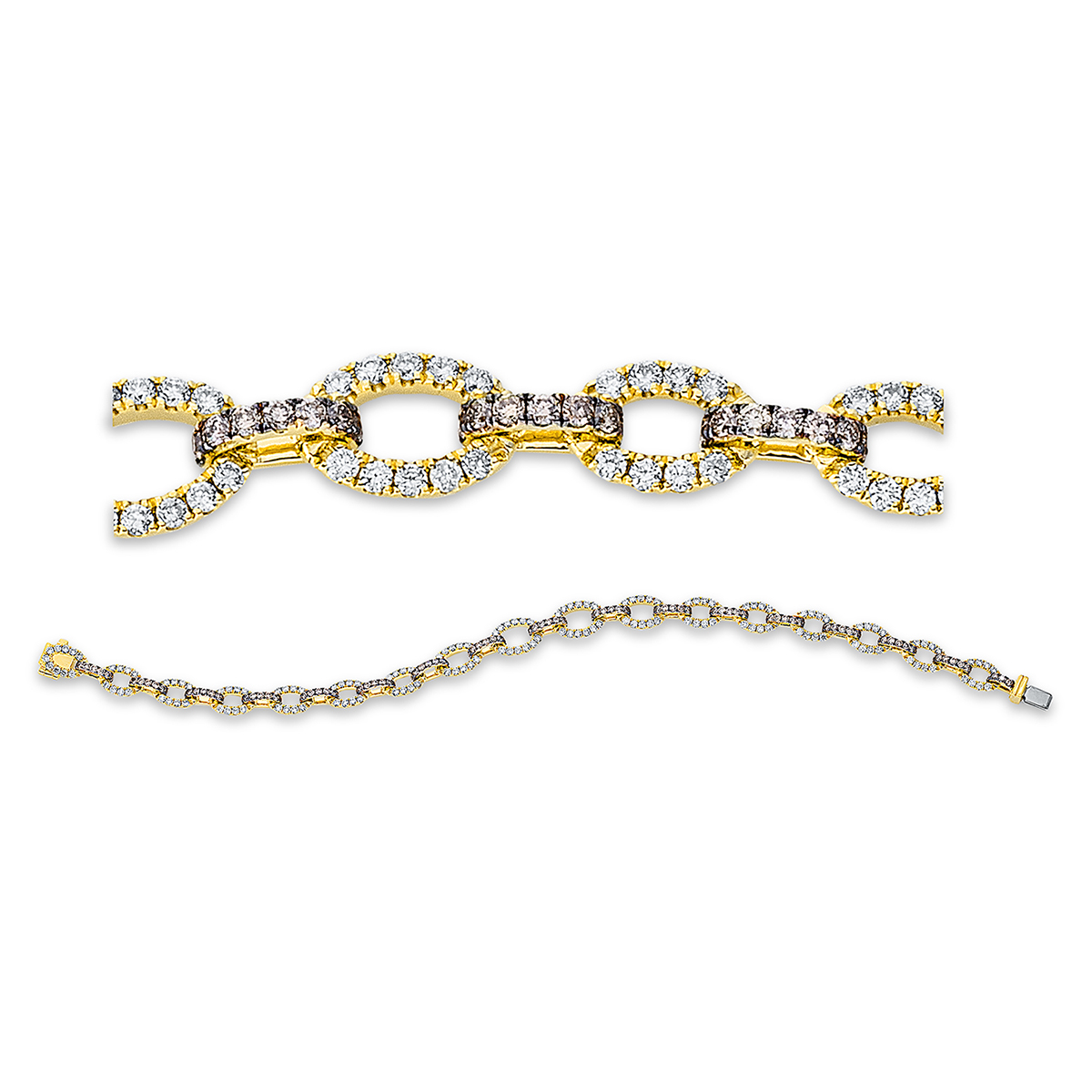 Armband 18 kt GG, Fassung schwarz rhodiniert