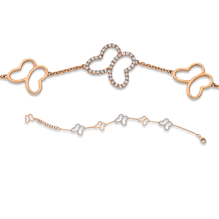Armband 18 kt RG "Schmetterlinge"