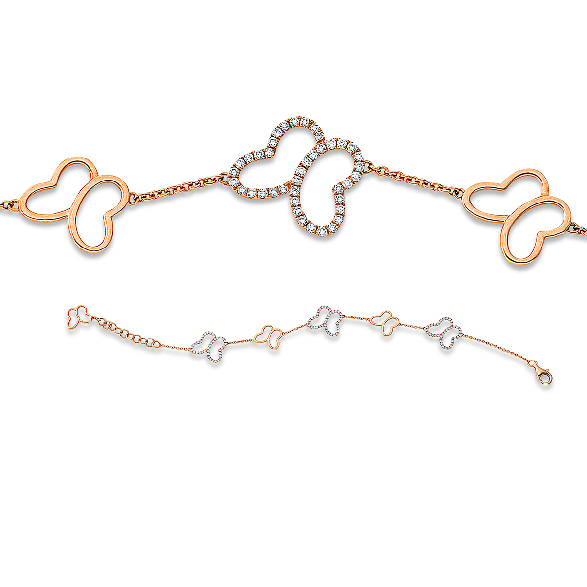 Armband 18 kt RG "Schmetterlinge"