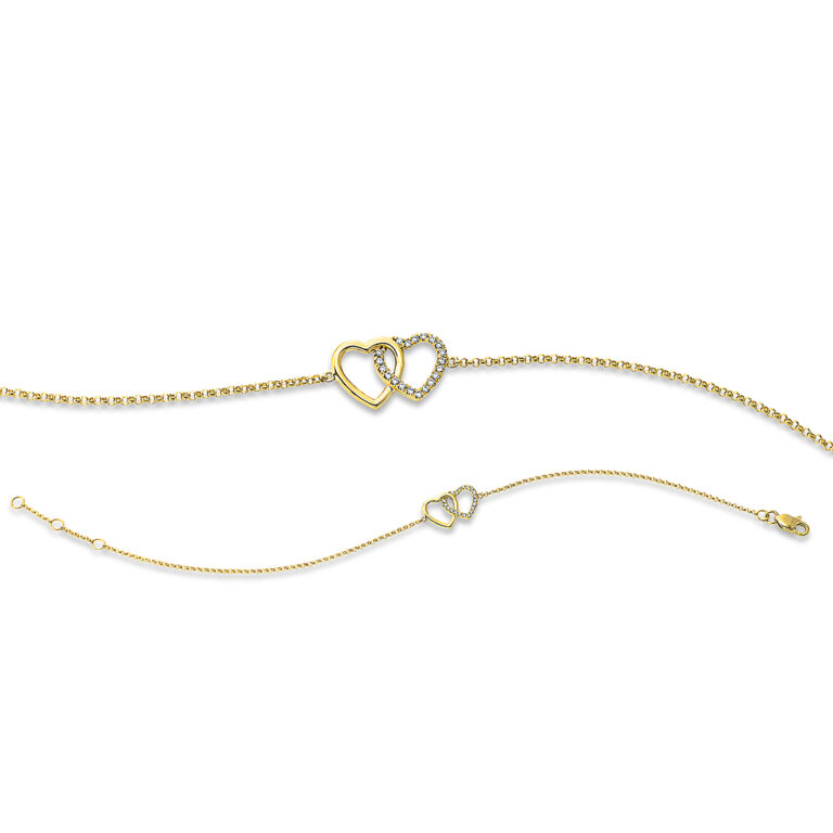 Armband 18 kt GG "Herz", mit ZÖ 16.5 cm + 17.5 cm