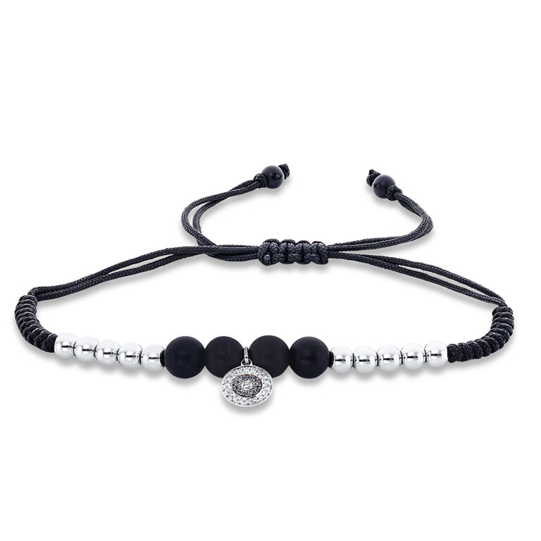 Armband 18 kt WG, Fassung teils schwarz rhodinie